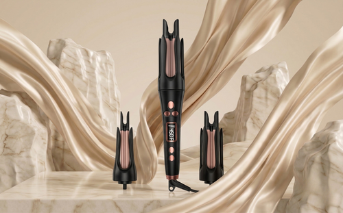 Professional ionic hair curling iron with LCD screen and ceramic barrel