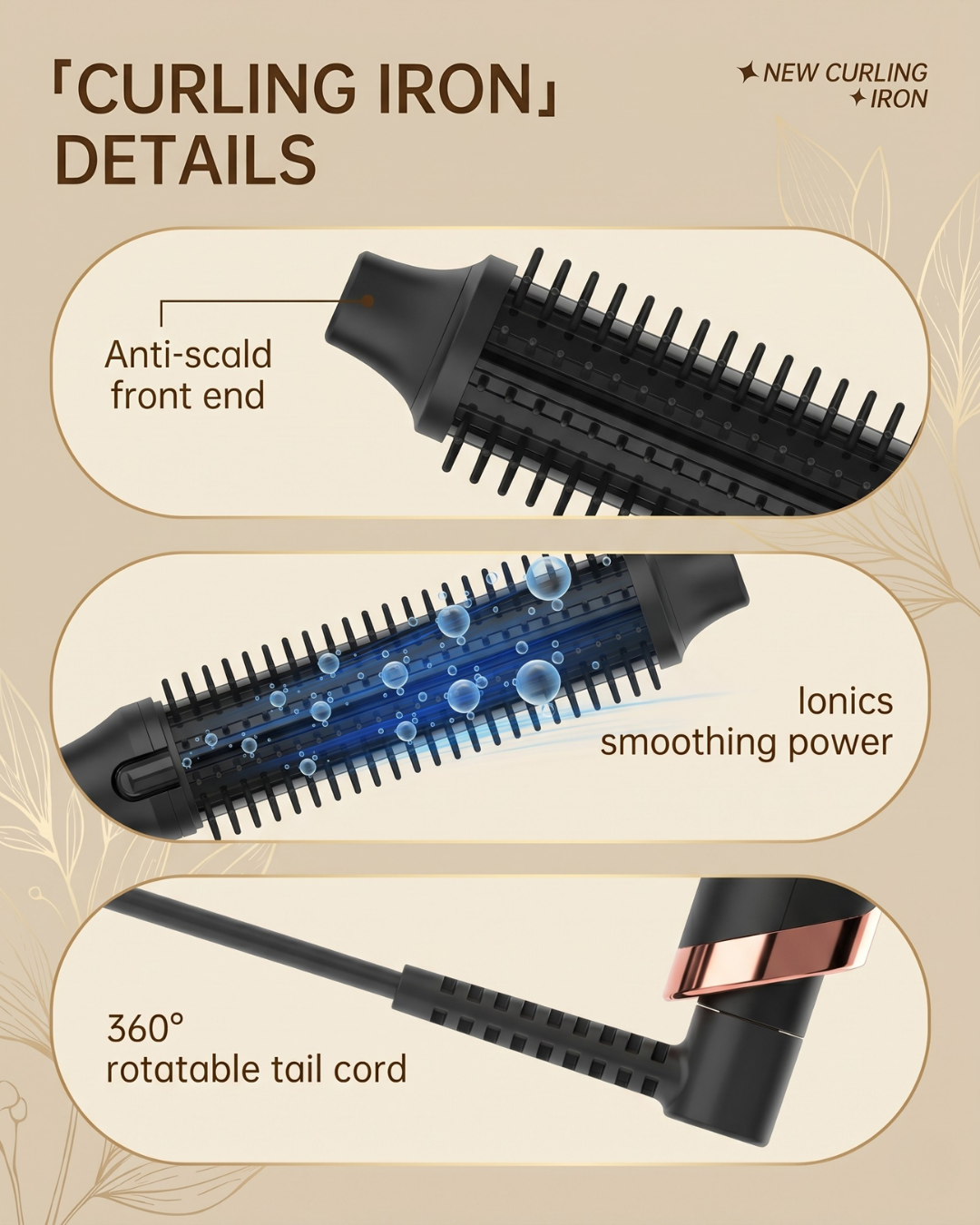 Lightweight ionic hair straightening brush for quick and professional styling for all types.