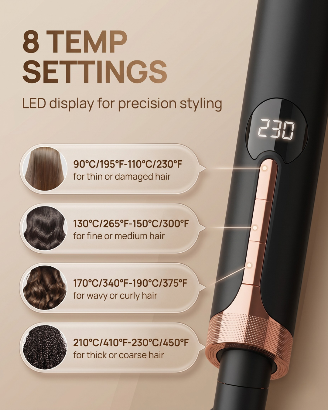 Lightweight ionic hair straightening brush for quick and professional styling for all types.
