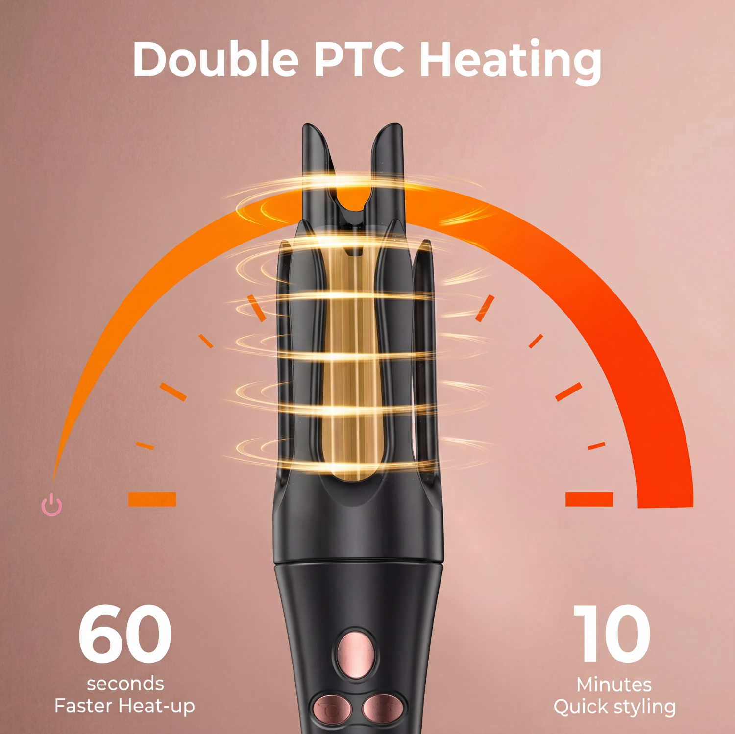 Professional ionic hair curling iron with LCD screen and ceramic barrel